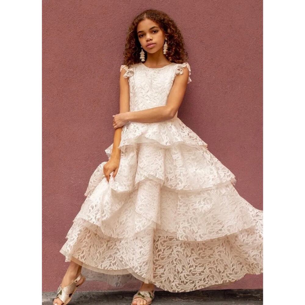 Joyfolie Girl's Mia Joy Azalea Dress in Cream size 8